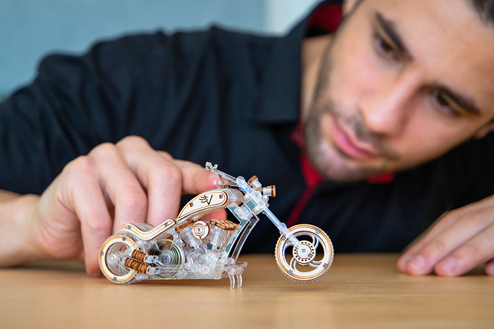 Chopper V1 motorcycle, mechanical 3Dpuzzle, Veter Models, Wood & plastic Model, Bike, Decoration, Gift Idea, Gift, Wooden Model, Hybrid,