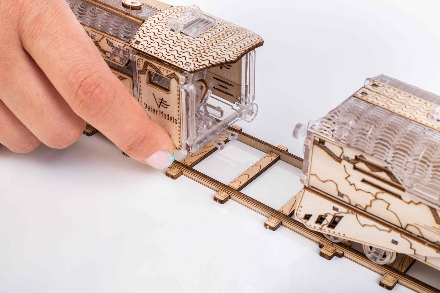 The Thunderstorm Express. Train with tender. Mechanical model. wooden train, Veter Models, gift idea, wooden kit, hybrid, decor, 3d puzzle